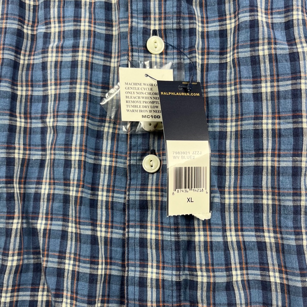 Polo Ralph Lauren Mens XL Blue Plaid Button Down Shirt Long Sleeve NWT - Picture 5 of 8